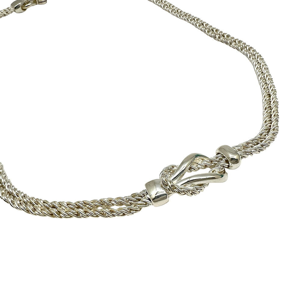 Tiffany Co Double Rope Center Knot Necklace Silver Jewelry Accessory Pendant - Picture 5 of 8